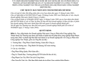 Quyết định 1272/2003/QĐ-UB chọn Doanh nghiệp Nhà nước xây dựng đề án cổ phần hóa lập Ban Đổi mới Quản lý tại Công ty Phát triển công nghiệp Tân Thuận