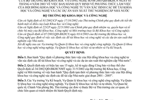 Quyết định 08/2003/QĐ-BKHCN phương thức làm việc Hội đồng Khoa học và công nghệ tư vấn xác định đề tài khoa học công nghệ dự án sản xuất thử nghiệm