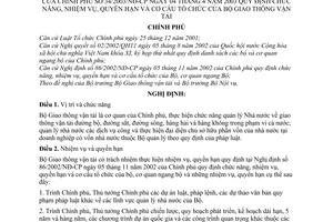 Nghị định 34/2003/NĐ-CP chức năng, nhiệm vụ, quyền hạn cơ cấu tổ chức Bộ Giao thông vận tải