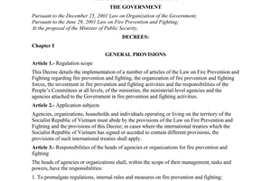 Decree of Government No. 35/2003/ND-CP of April 4, 2003 detailing the implementation of a number of articles of The Law on fire prevention and fighting
