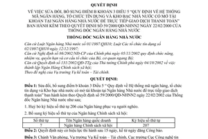 Quyết định 322/2003/QĐ-NHNN sửa đổi quyết định 59/2000/QĐ-NHNN2 hệ thống mã ngân hàng tổ chức tín dụng Kho bạc Nhà nước mở tài khoản tại NHNN