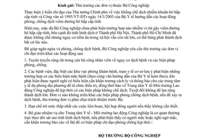 Chỉ thị 06/2003/CT-BCN tổ chức phòng, chống dịch nhiễm khuẩn hô hấp cấp tính