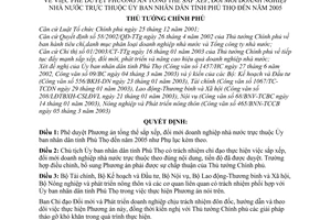 Quyết định 379/QĐ-TTg phương án sắp xếp, đổi mới doanh nghiệp nhà nước  thuộc Ủy ban nhân dân tỉnh Phú Thọ đến năm 2005