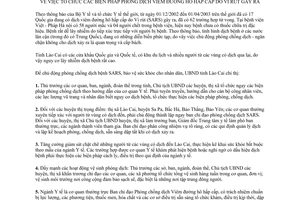 Chỉ thị 03/CT-UB năm 2003 phòng dịch viêm đường hô hấp cấp Lào Cai