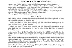 Quyết định 68/2003/QĐ-UB phân định địa hạt công chứng, chứng thực hợp đồng,