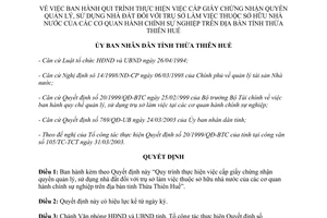 Quyết định 894/2003/QĐ-UB cấp giấy chứng nhận quyền quản lý sử dụng nhà đất trụ sở làm việc nhà nước Thừa Thiên Huế