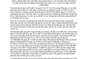 Chỉ thị 06/2003/CT-UB xử lý nợ vay vốn sửa chữa đóng mới tàu thuyền 985/QĐ-TTg  Bến Tre