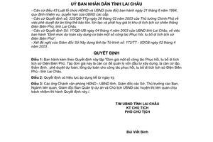 Quyết định 18/2003/QĐ-UB Đơn giá công tác Phục hồi, tu bổ di tích lịch sử Điện Biên Phủ