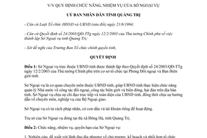 Quyết định 636/2003/QĐ-UB chức năng nhiệm vụ Sở Ngoại vụ tỉnh Quảng Trị