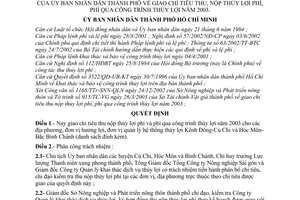 Quyết định 51/2003/QĐ-UB giao chỉ tiêu thu, nộp thủy lợi phí, phí qua công trình thủy lợi năm 2003
