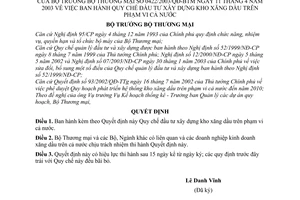 Quyết định 422/2003/QĐ-BTM Quy chế đầu tư xây dựng kho xăng dầu trên phạm vi cả nước
