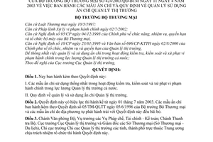 Quyết định 424/2003/QĐ-BTM mẫu ấn chỉ quản lý, sử dụng ấn chỉ quản lý thị trường