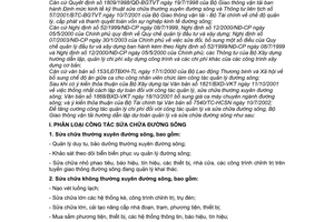 Thông tư 09/2003/TT-BGTVT hướng dẫn lập dự toán quản lý, sửa chữa đường sông