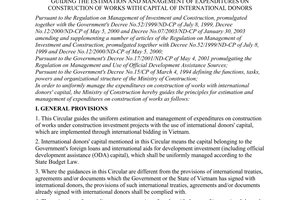 Circular No. 06/2003/TT-BXD of April 14, 2003, guiding the estimation and management of expenditures on construction of works with capital of international donors