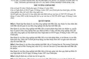 Quyết định 50/2003/QĐ-TTg  lập Ban quản lý  khu công nghiệp tỉnh Đắk Lắk