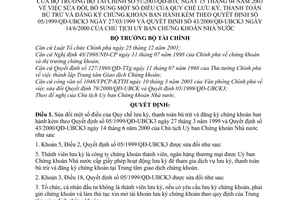 Quyết định 51/2003/QĐ-BTC sửa đổi Quy chế lưu ký, thanh toán bù trừ  đăng ký chứng khoán Quyết định 05/1999/QĐ-UBCK3  Quyết định 43/2000/QĐ- UBCK3