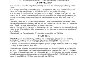 Quyết định 76/2003/QĐ-UB điều chỉnh tiền lương, sinh hoạt hoạt động phí, phụ cấp cho cán bộ, công chức, viên chức của thành phố Đà Nẵng