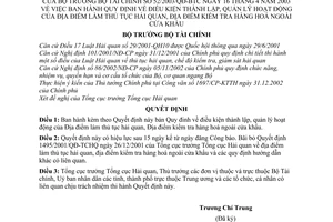 Quyết định 52/2003/QĐ-BTC điều kiện thành lập, quản lý hoạt động  địa điểm làm thủ tục hải quan  kiểm tra hàng hoá ngoài cửa khẩu