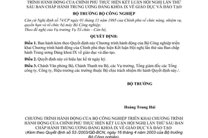 Quyết định 53/2003/QĐ-BCN Chương trình hành động Bộ Công nghiệp triển khai Chương trình hành động của Chính phủ thực hiện Kết luận Hội nghị lần 6