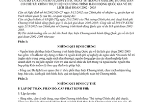 Thông tư 31/2003/TT-BTC hướng dẫn cơ chế tài chính thực hiện chương trình hành động quốc gia du lịch giai đoạn 2002-2005