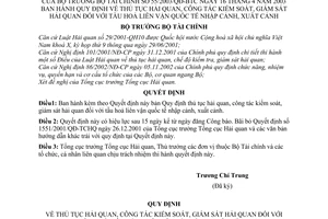 Quyết định 55/2003/QĐ-BTC thủ tục hải quan, công tác kiểm soát, giám sát hải quan đối với tàu hoả liên vận quốc tế nhập xuất cảnh