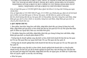 Thông tư 33/2003/TT-BTC hướng dẫn thủ tục hải quan bưu phẩm, bưu kiện, hàng hoá xuất khẩu, nhập khẩu