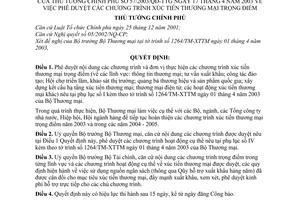 Quyết định 57/2003/QĐ-TTg chương trình trọng điểm xúc tiến thương mại