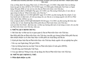 Thông tư liên tịch 35/2003/TTLT-BTC-BGDĐT  hướng dẫn nội dung và mức chi của Dự án phát triển giáo viên tiểu học