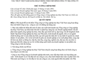 Quyết định 60/2003/QĐ-TTg thí điểm Tổng công ty Công nghiệp tàu thuỷ Việt Nam sang hoạt động theo mô hình công ty mẹ công ty con