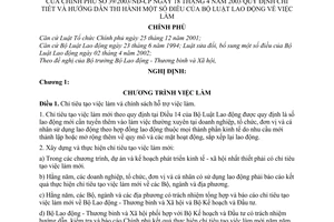 Nghị định 39/2003/NĐ-CP hướng dẫn Bộ luật Lao động