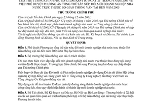 Quyết định 63/2003/QĐ-TTg Đề án sắp xếp, đổi mới doanh nghiệp nhà nước thuộc Bộ Giao thông vận tải đến năm 2005