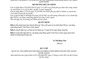 Quyết định 60/2003/QĐ-BTC Quy chế quản lý tài chính Quỹ Hỗ trợ vận động cộng đồng người Việt Nam ở nước ngoài