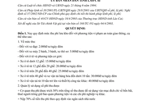 Quyết định 154/2003/QĐ-UB phí lưu kho phương tiện vi phạm an toàn giao thông Lào Cai