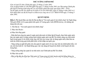 Quyết định 432/2003/QĐ-TTg  Báo cáo khả thi Dự án "Cải cách quản lý tài chính công"