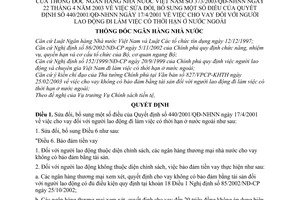 Quyết định 373/2003/QĐ-NHNN cho vay đối với người lao động đi làm việc có thời hạn ở nước ngoài sửa đổi Quyết định 40/2001/QĐ-NHNN