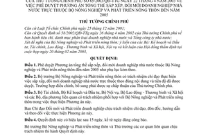 Quyết định 65/2003/QĐ-TTg Đề án  sắp xếp, đổi mới doanh nghiệp nhà nước thuộc Bộ Nông nghiệp và Phát triển nông thôn đến năm 2005