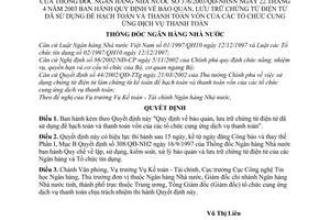 Quyết định 376/2003/QĐ-NHNN bảo quản lưu trữ chứng từ điện tử đã sử dụng để hạch thanh toán vốn của tổ chức cung ứng dịch vụ thanh toán