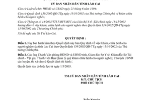 Quyết định 159/QĐ-UB năm 2003 Quy định khám chữa bệnh cho người nghèo
