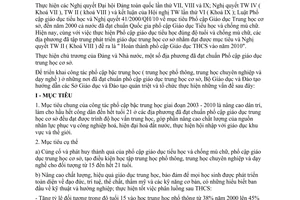 Hướng dẫn 3420/THPT thực hiện phổ cập bậc Trung học