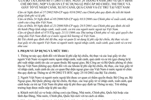 Thông tư 37/2003/TT-BTC quy định chế độ thu, nộp, quản lý và sử dụng lệ phí cấp hộ chiếu, thị thực và giấy tờ về nhập cảnh, xuất cảnh và cư trú tại VN