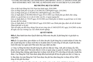 Quyết định 61/2003/QĐ-BTC biểu mức thu phí, lệ phí hàng hải giá dịch vụ cảng biển