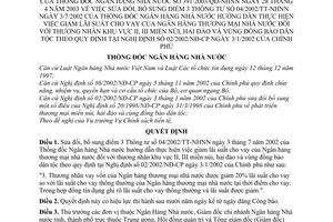 Quyết định 391/2003/QĐ-NHNN giảm lãi suất ngân hàng thương mại NN thương nhân khu vực 2 3 miền núi hải đảo vùng dân tộc sửa đổi TT 04//2002/TT-NHNN