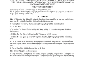 Quyết định 68/2003/QĐ-TTg  lập Ban Điều phối quốc gia thực hiện Công ước Chống sa mạc hoá của Liên hợp quốc