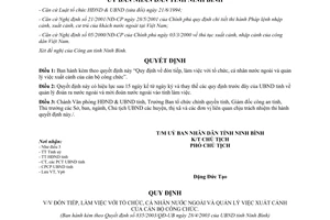 Quyết định 835/2003/QĐ-UB làm việc tổ chức cá nhân nước ngoài quản lý việc xuất cảnh cán bộ công chức Ninh Bình