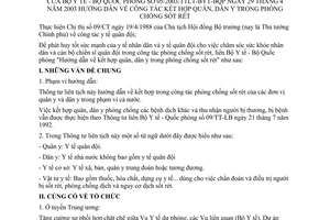 Thông tư liên tịch 05/2003/TTLT-BYT-BQP hướng dẫn công tác kết hợp quân dân y trong phòng chống sốt rét