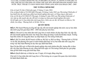 Quyết định 76/2003/QĐ-TTg Đề án sắp xếp, đổi mới doanh nghiệp nhà nước thuộc Ủy ban nhân dân tỉnh Lạng Sơn giai đoạn 2002-2005