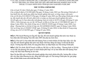 Quyết định 72/2003/QĐ-TTg  Đề án  sắp xếp, đổi mới doanh nghiệp nhà nước thuộc Ủy ban nhân dân tỉnh Quảng Nam đến năm 2005