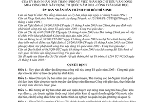 Quyết định 59/2003/QĐ-UB phân bổ chỉ tiêu vận động mua Công trái xây dựng Tổ quốc năm 2003 - Công trái giáo dục