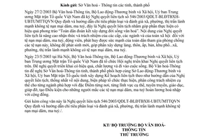 Công văn 2187/VHTT-VHTTCS triển khai NQLT 564/2003/NQLT-BLĐTBXH-BVHTT-UBTƯMTTQVN