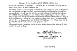 Công văn 1661/LĐTBXH-LĐVL chế độ thôi việc người lao động ở doanh nghiệp nhà nước giao theo NĐ 103-Chính phủ